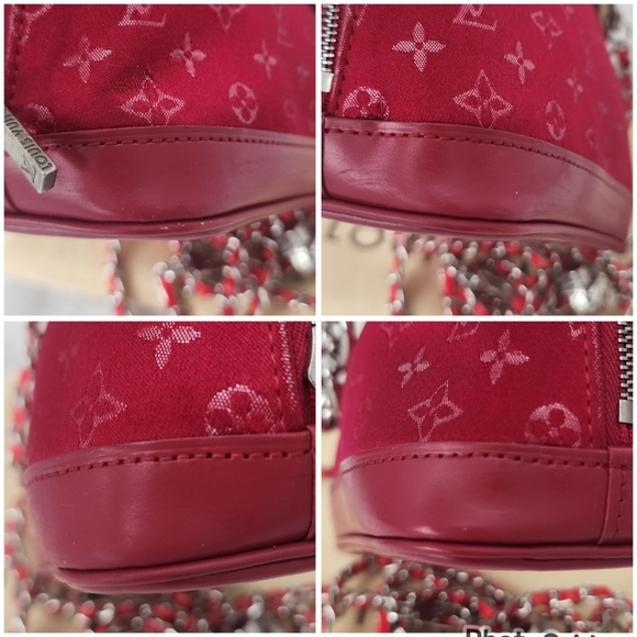 Auth Louis Vuitton Monogram Nano Alma Satin Red Bag - Picture 10 of 10